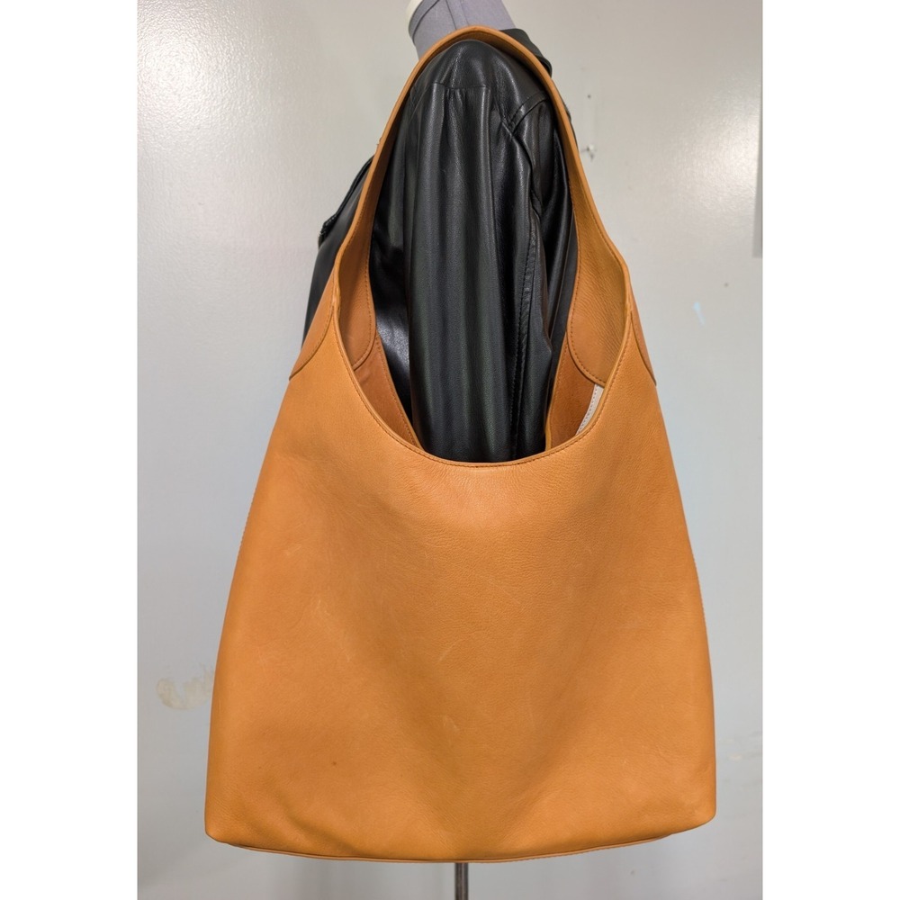 Margot New York Large Leather Hobo Shoulder Bag - Toffee Brown Hue